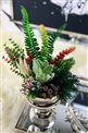 Artificial Flower Large Cup Arrangement - Small Silver Vase