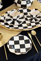 Checkered Black 6-Piece Cake Plate