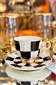 Damalı Siyah Gold Ayaklı Tekli Çay Fincan Takımı