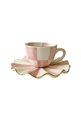 Checkered Pink Set of 6 Teacups