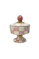 Checkered Pink Round Footed Sugar Bowl