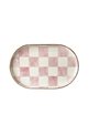 Checkered Pink Oval Presentation Tray