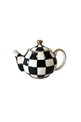 Checkered Black Small Chubby Teapot