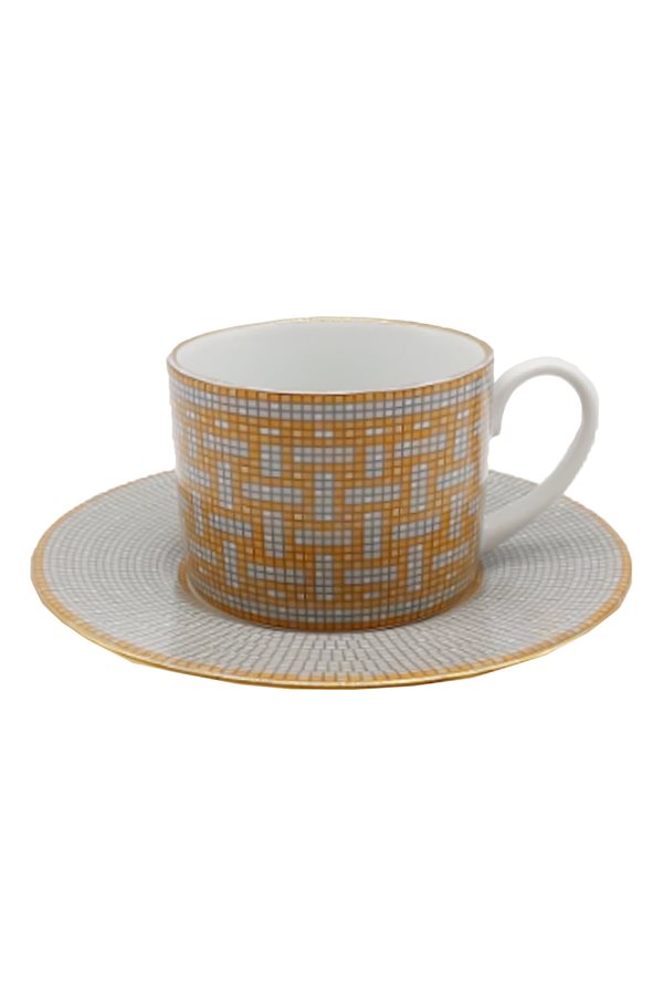 Mosaic Pattern Orange Single Tea Cup Set