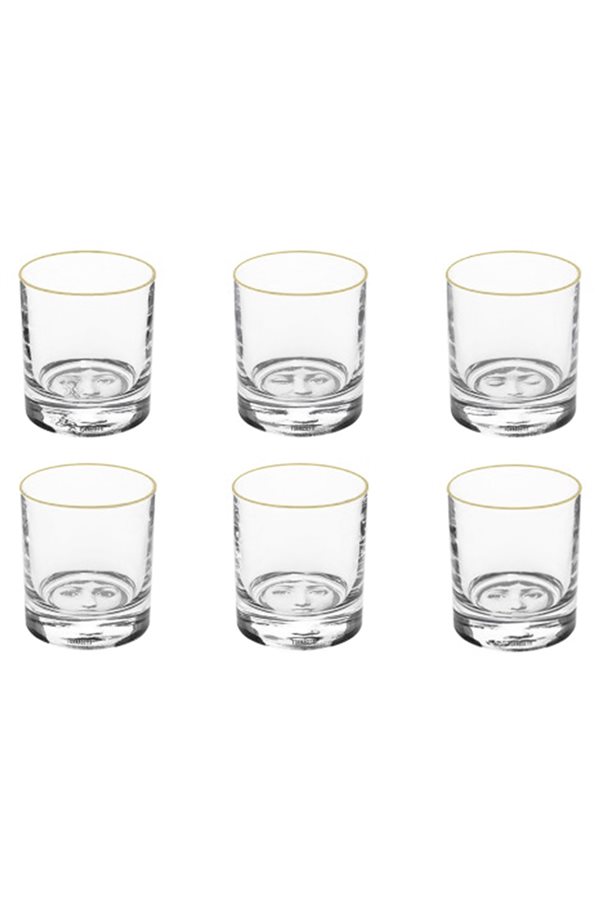 6 Piece Glass Tumbler With Female Face Gold