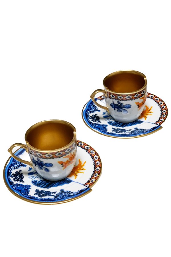 Two Patterned 2-Coffee Cups