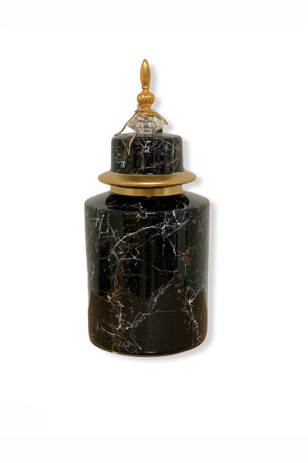 Double Marble Pattern Domed Black Cube