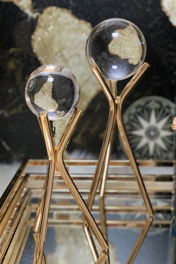Double Globes Deco Gold