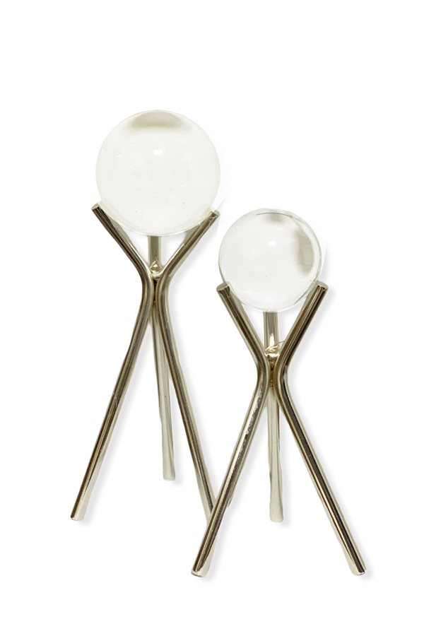 Double Globes Deco Silver