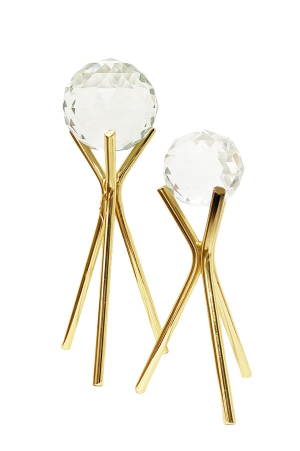 Double Crystal Balls Deco Gold
