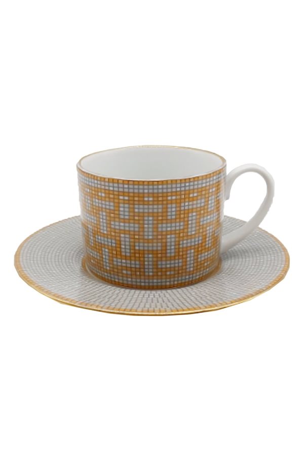 Mosaic Pattern Orange 2-Piece Tea Cup Set