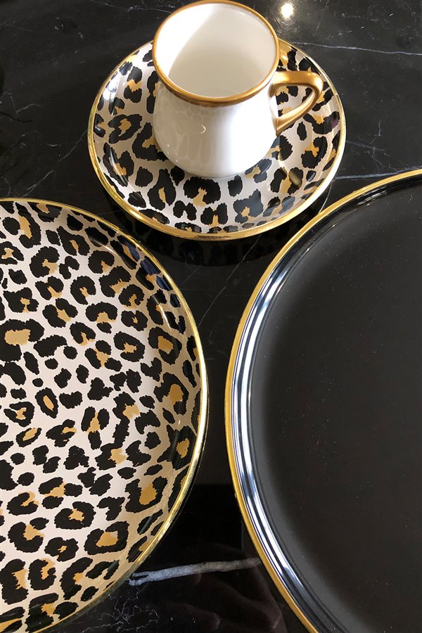 Mina Leopard Pattern 6-Piece Cake Plate
