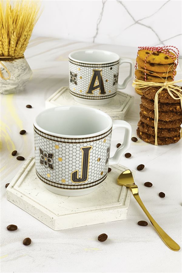 Hermione Monogram Porcelain Letter Mug - Letter J