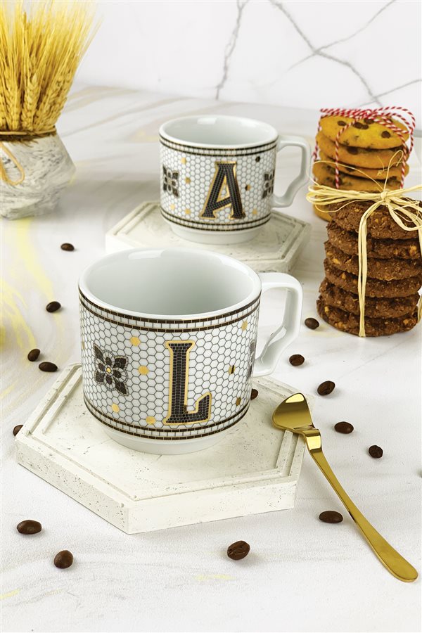 Hermione Monogram Porcelain Letter Mug - Letter L