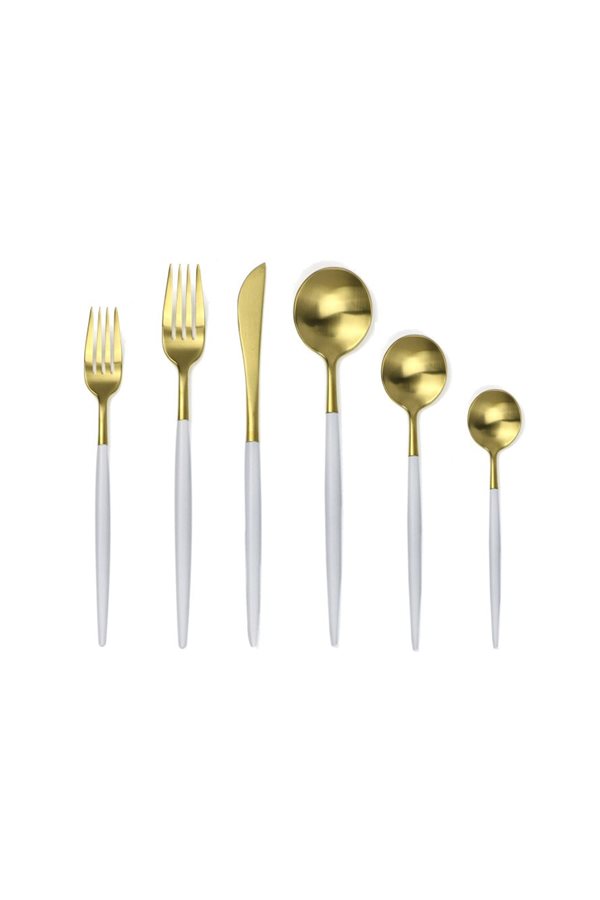 Globe 36 Pieces Matte Gold White Cutlery Set