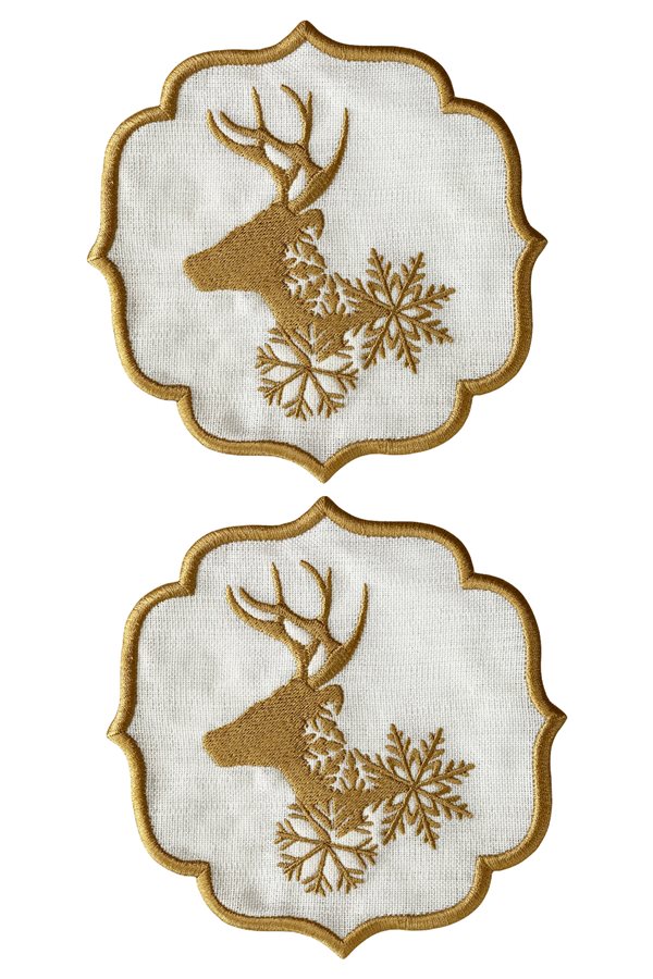 Snowflake Deer Cocktail Napkin Set of 2