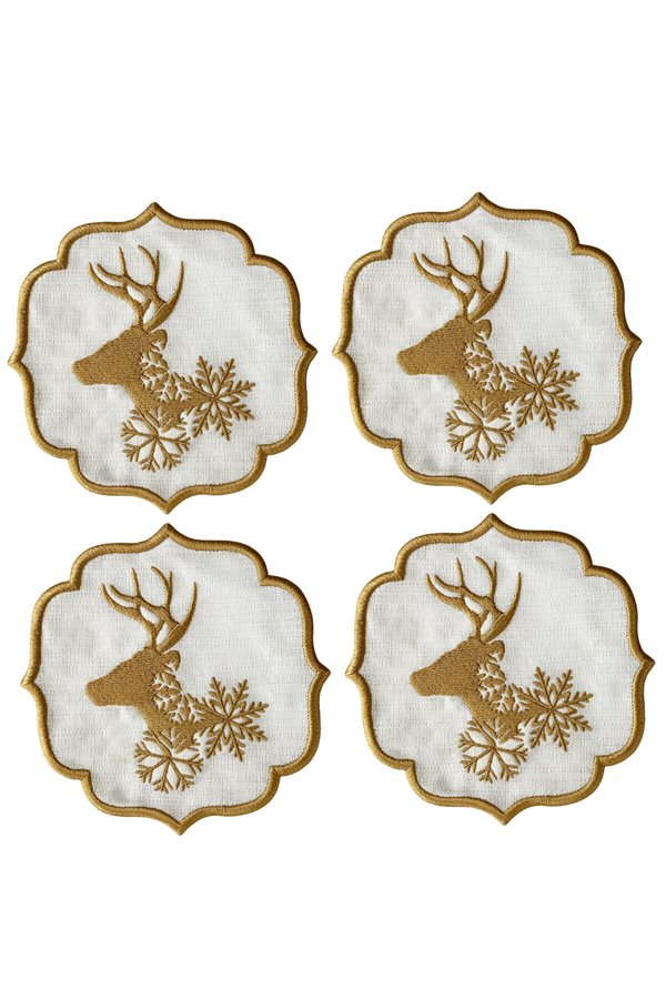Snowflake Deer Cocktail Napkin Set of 4