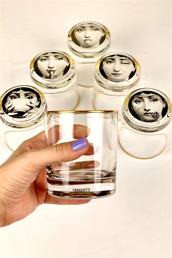 6 Piece Glass Tumbler With Female Face Gold