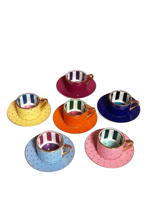 Colorful Polka Dot Set of 6 Cups