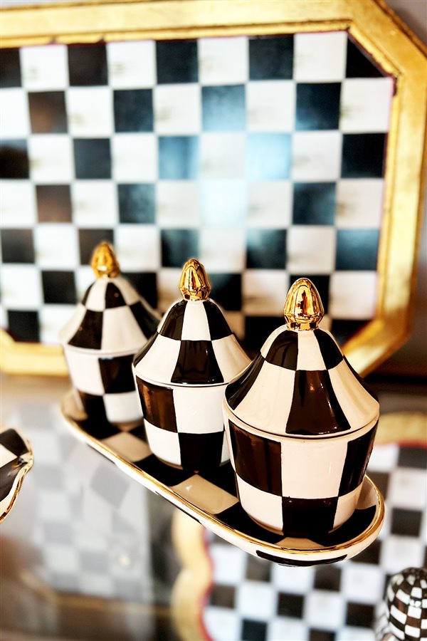 Checkered Black 3-Piece Spice Set