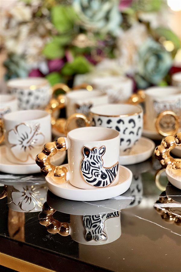 Zebra Figured Single Coffee Cup Set