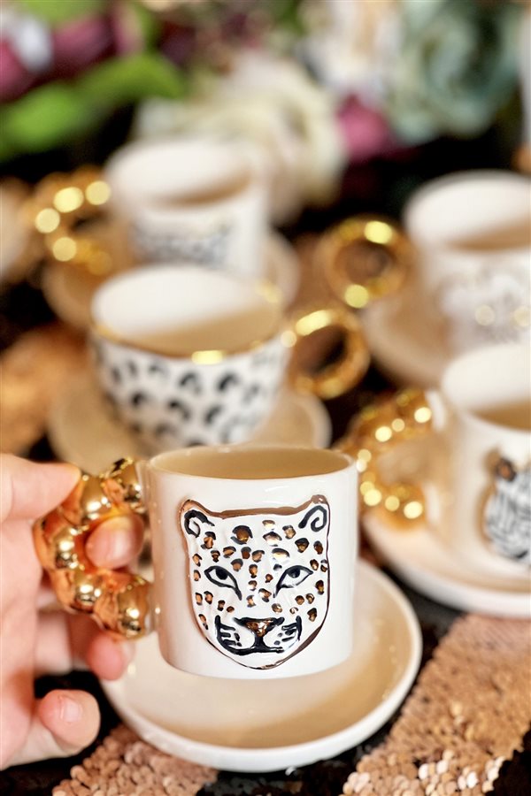 Leopard Figured Single Coffee Cup Set