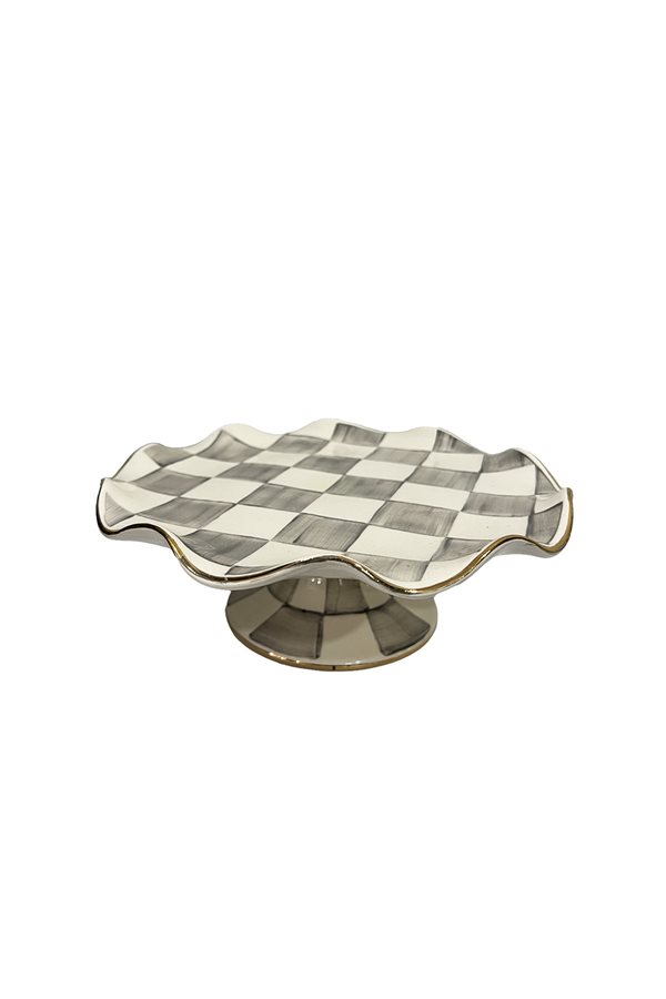 Checkered Gray Small Size Cake Stand
