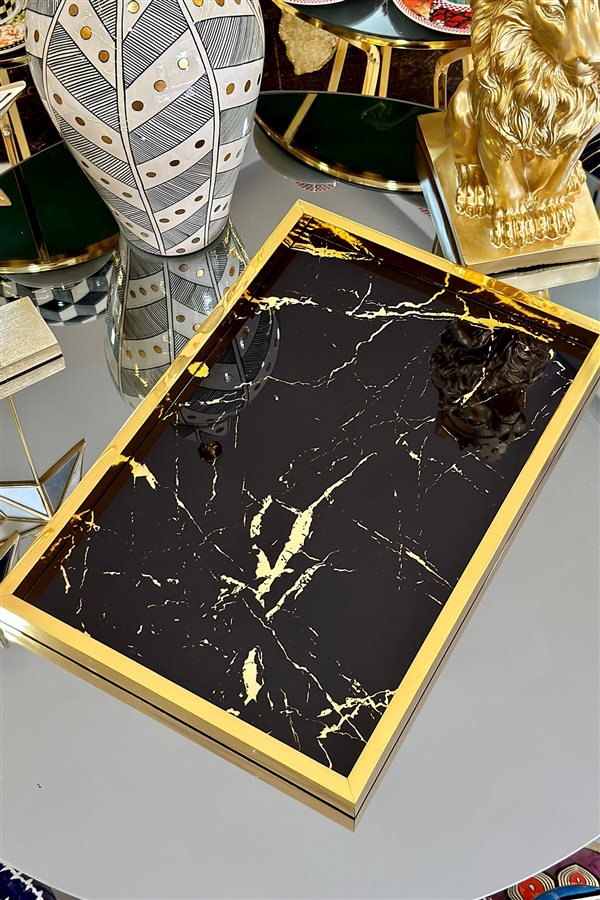 Levi Black Marble Pattern Decorative Tray