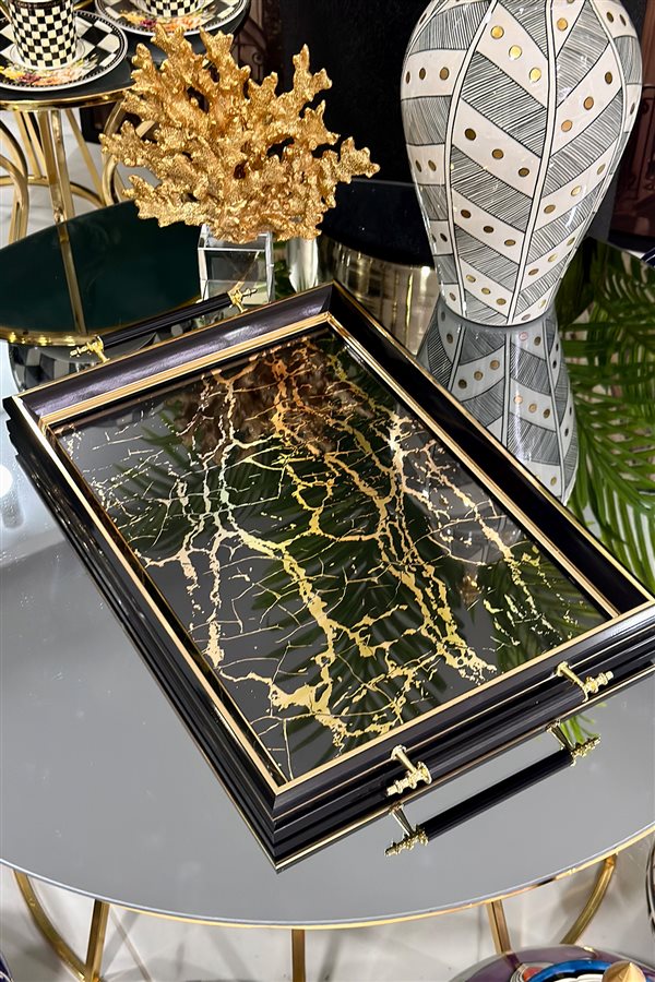 Vave Black Marble Pattern Decorative Tray