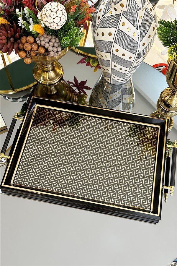Vave Black Maze Pattern Decorative Tray