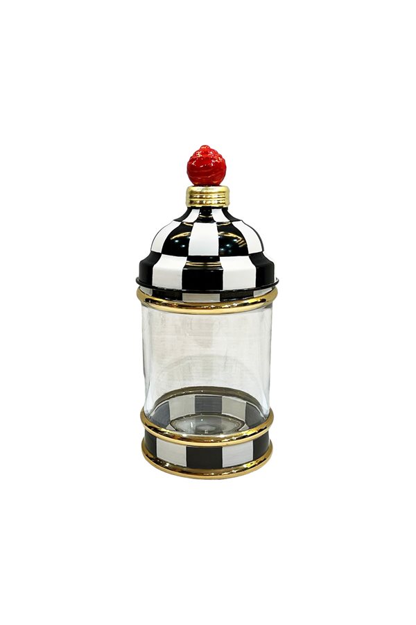 Checkered Black 25cm Glass Jar