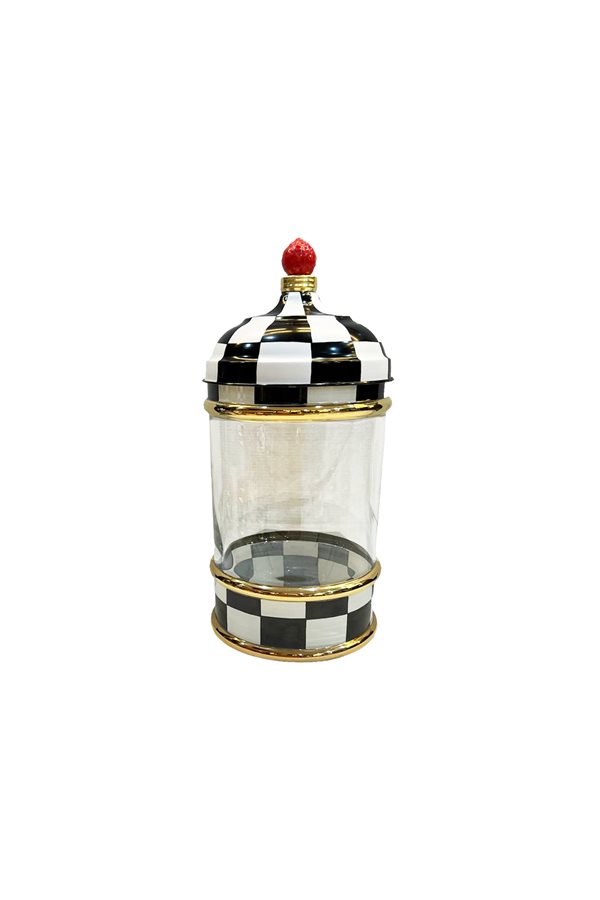 Checkered Black 38cm Glass Jar