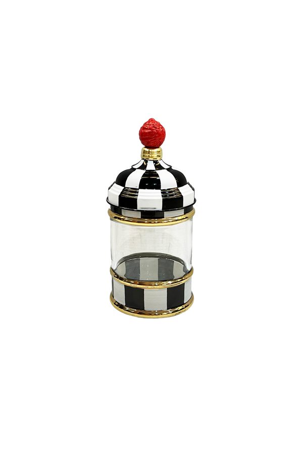 Checkered Black 22cm Glass Jar