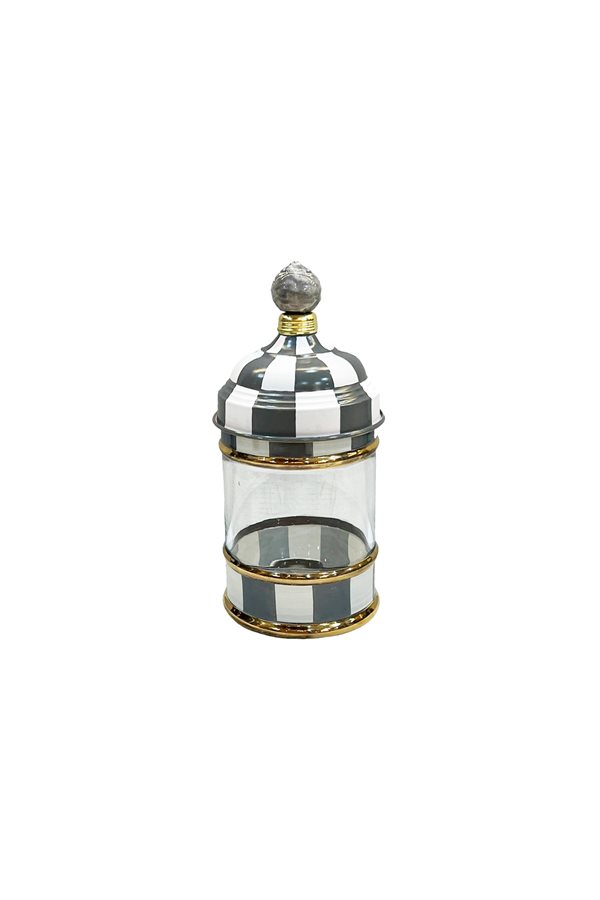 Checkered Gray 22cm Glass Jar