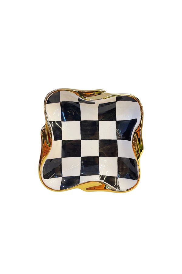 Checkered Black Breakfast and Snack Plate