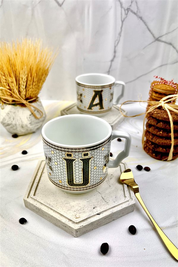 Hermione Monogram Porcelain Letter Mug - Letter Ü