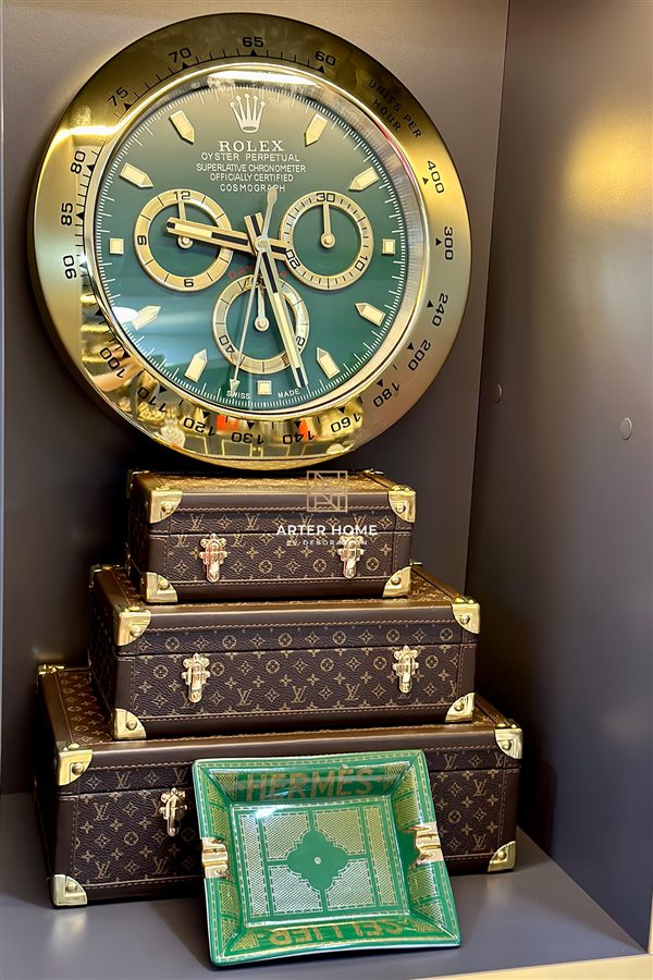 RLX Steel Case Gold Green Wall Clock