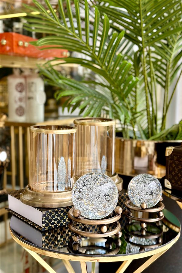 Decorative Bronze Ring Crystal Glass Ball