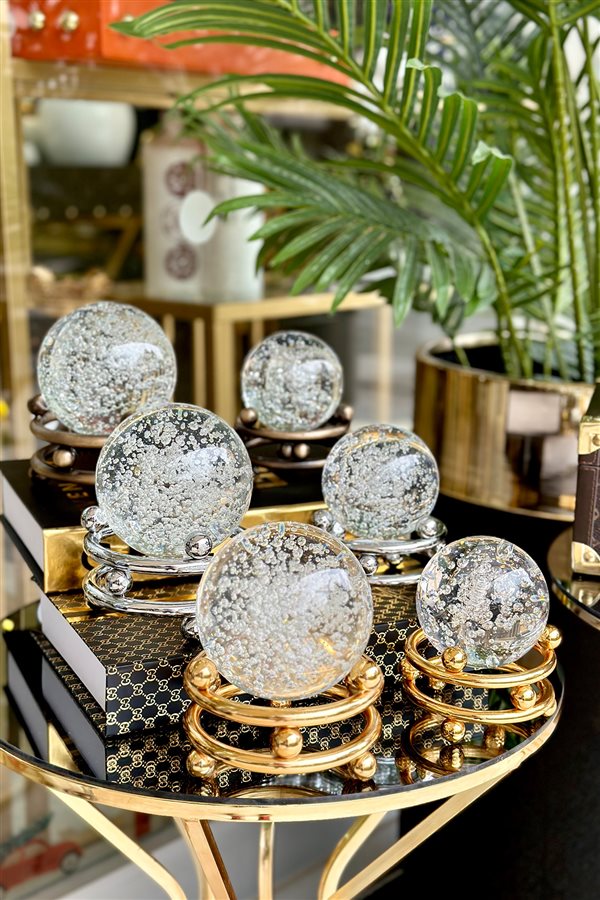 Decorative Gold Ring Crystal Glass Ball
