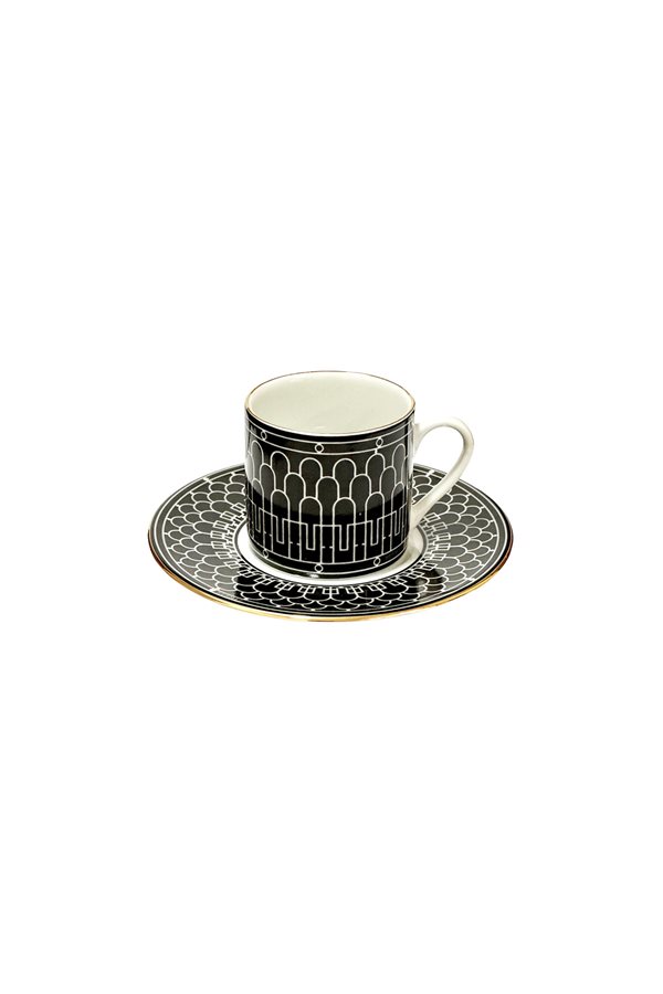 Art Deco Black Set of 6 Cups
