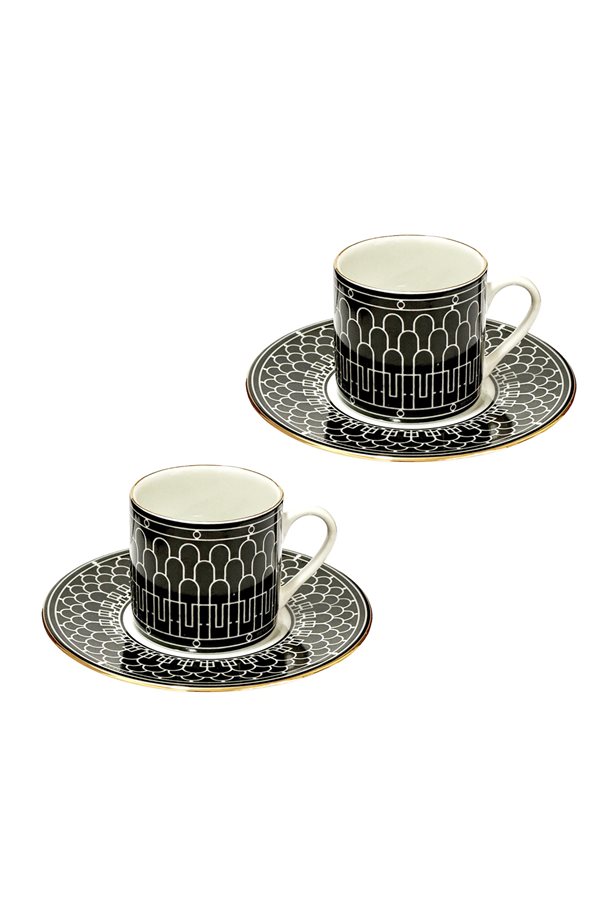 Art Deco Black Set of 2 Cups