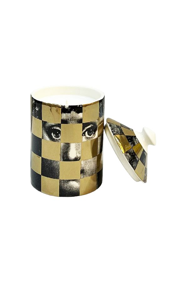 Checkered Gold Face Lid Candle