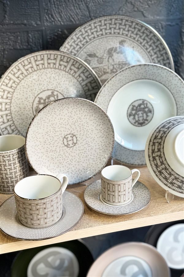 Mosaic Pattern Gray Set of 6 Bowls