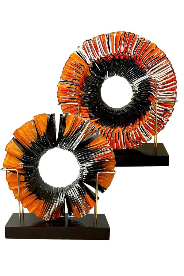 Fusion Glass Orange Black Disc Set