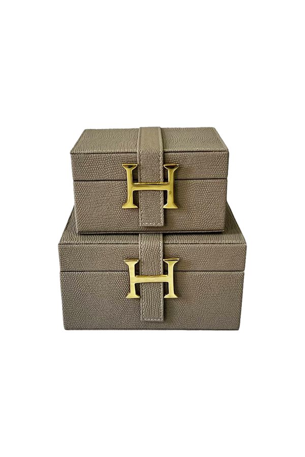 Decorative Mink Leather Box of 2