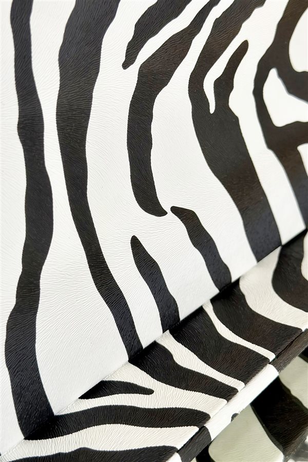 Dekoratif Gold Detaylı Zebra Deri Tepsi