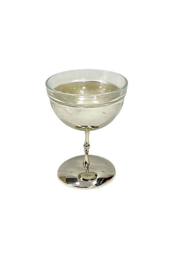 Single Silver Footed Glass Cup & Ice Cream Holder