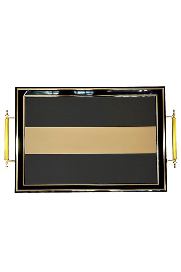 Vave Black Black Gold Pattern Decorative Tray