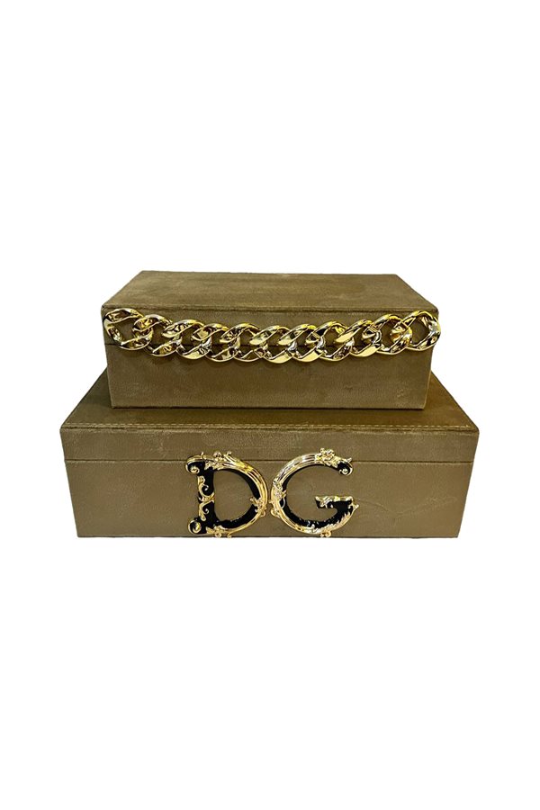 Decorative DG Pattern Cappucino 2-Pack Velvet Box