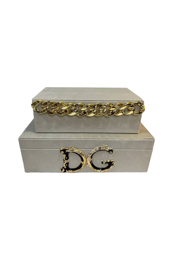 Decorative DG Pattern Cream 2-Pack Velvet Box